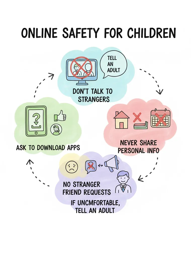 Safety tips for children illustration