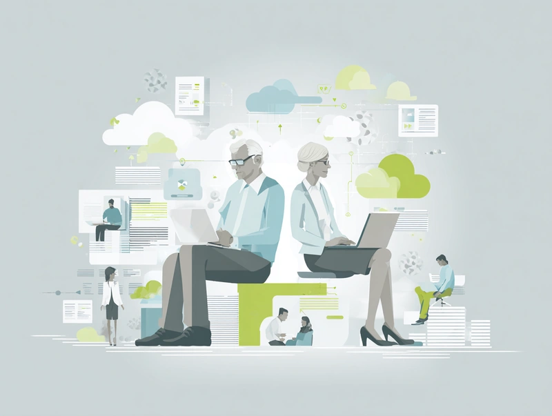 Illustration of parents guiding children on internet safety