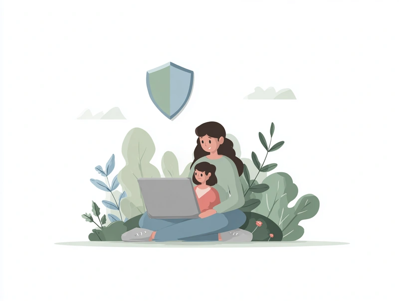 Illustration of a child practicing safe internet habits
